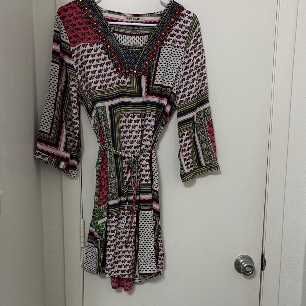 Multicolor V-Neck Boho Dress